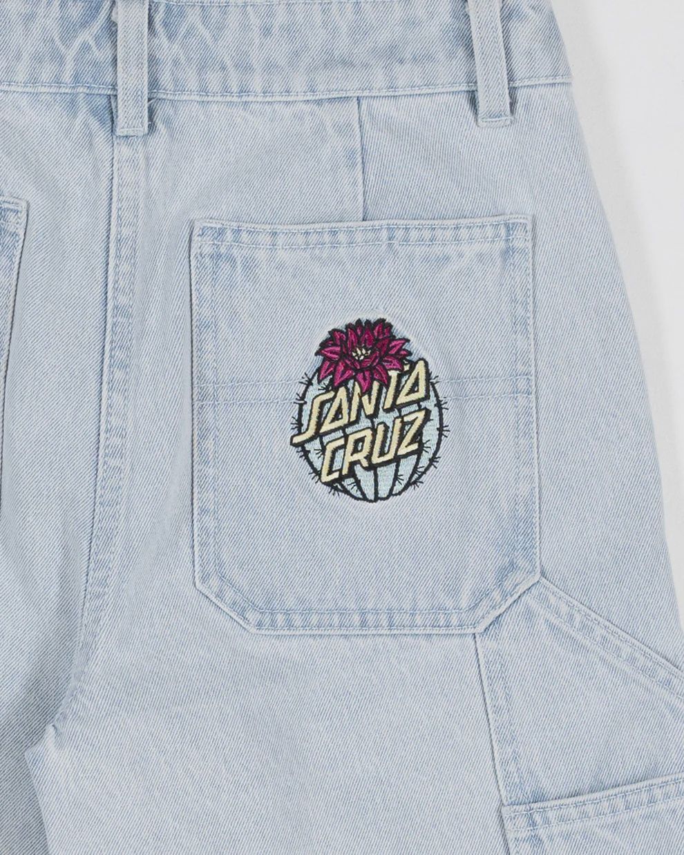 SANTA CRUZ GIRLS CACTUS DOT CARPENTER SHORT- LIGHT WASHED INDIGO
