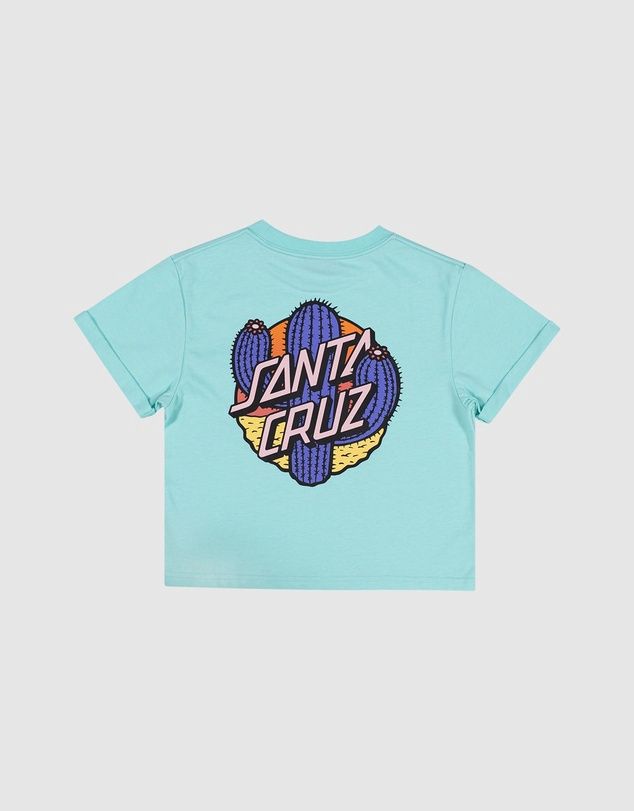 SANTA CRUZ GIRLS CACTUS DOT SS CUFFED TEE- AQUA