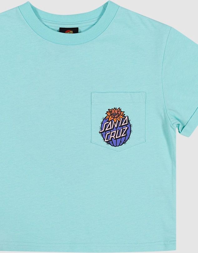 SANTA CRUZ GIRLS CACTUS DOT SS CUFFED TEE- AQUA