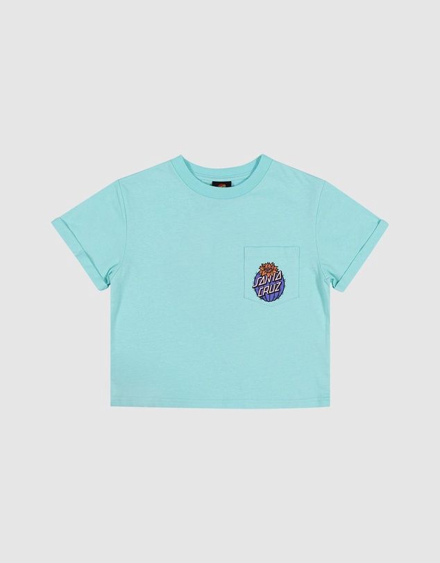 SANTA CRUZ GIRLS CACTUS DOT SS CUFFED TEE- AQUA