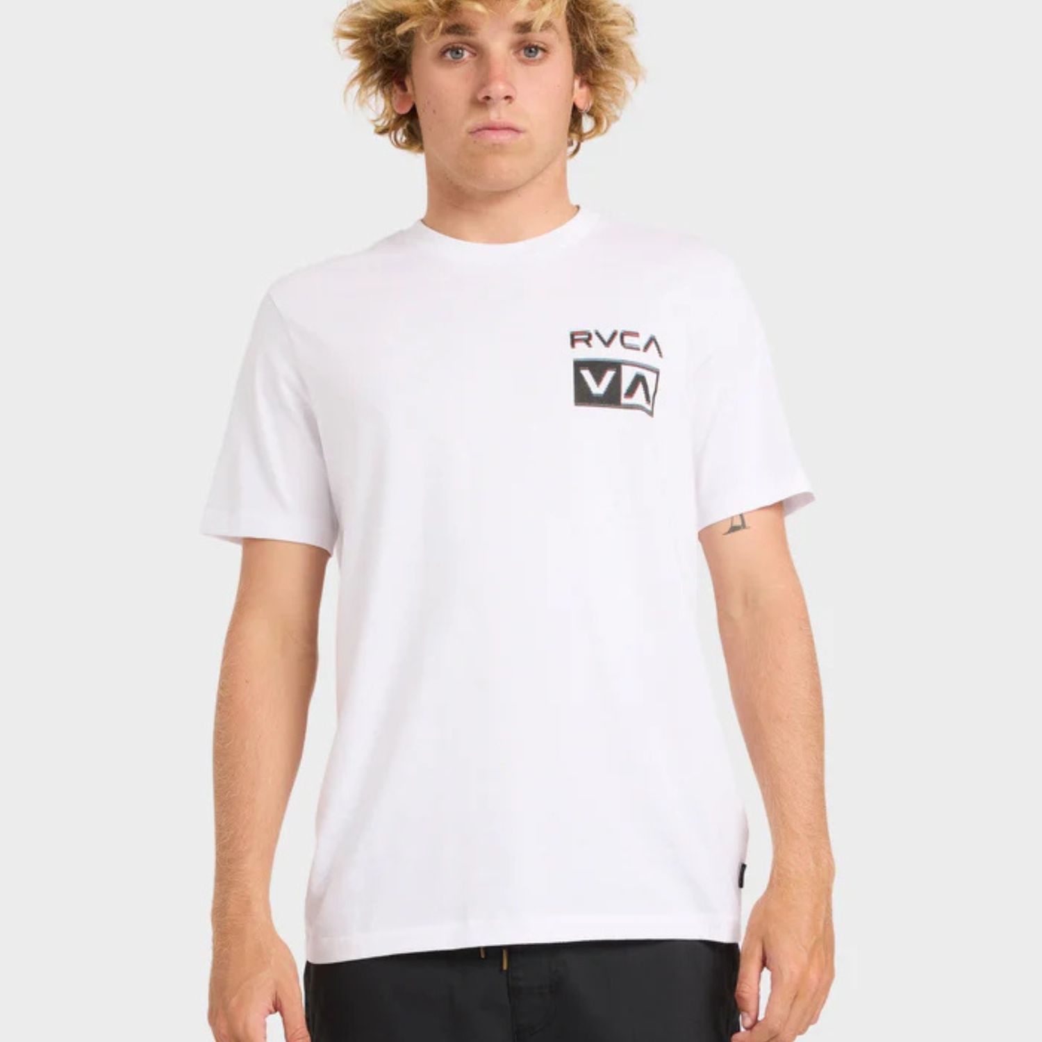 RVCA MENS GLITCH SS TEE- WHITE