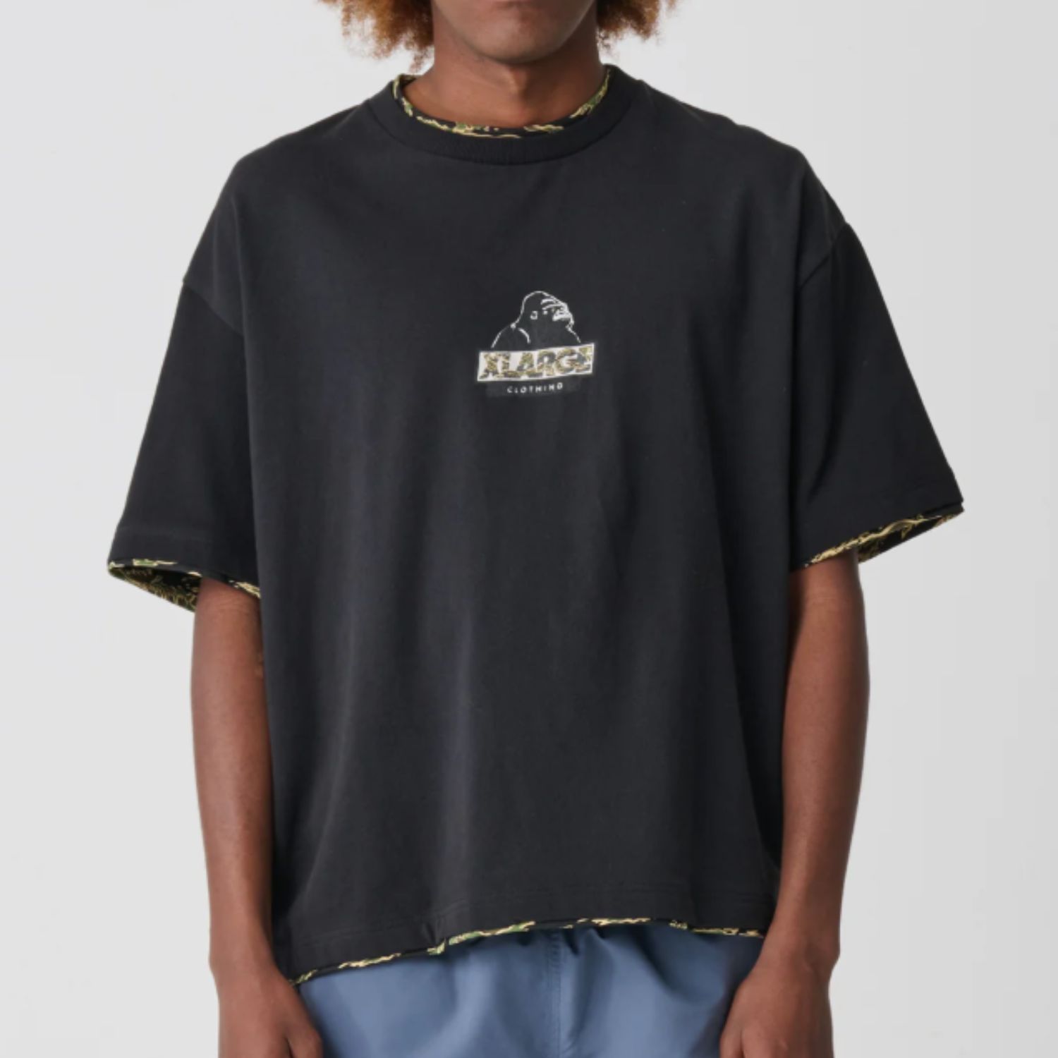 XLARGE MENS DOUBLE LAYER GORILLA FIT SS TEE - PIGMENT BLACK