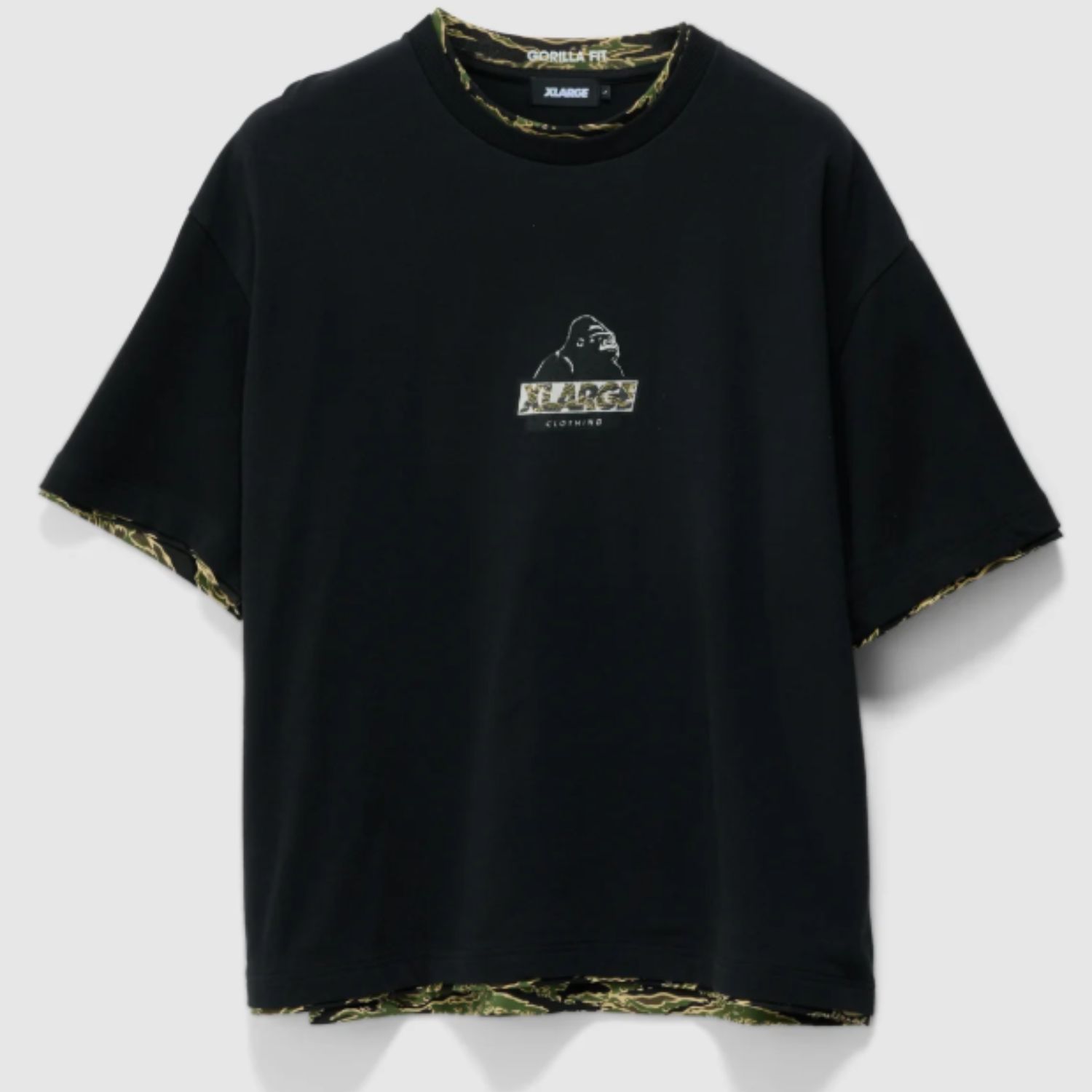 XLARGE MENS DOUBLE LAYER GORILLA FIT SS TEE - PIGMENT BLACK