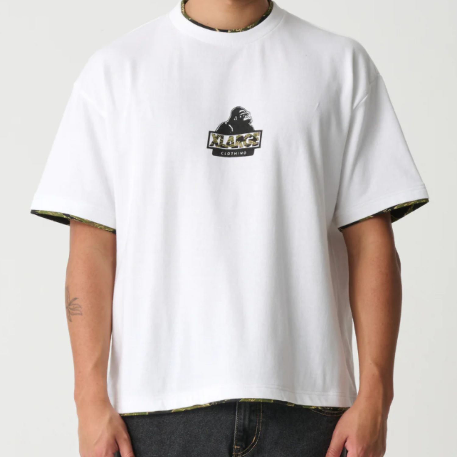 XLARGE MENS DOUBLE LAYER GORILLA FIT SS TEE - WHITE