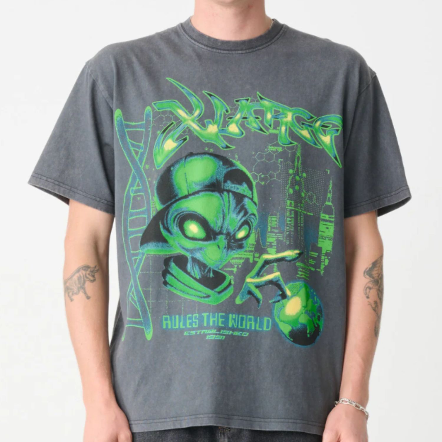 XLARGE MENS RULES THE WORLD SS TEE - PIGMENT BLACK
