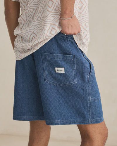 RHYTHM MENS TEXTURED WALE JAM SHORT - WASHED INDIGO
