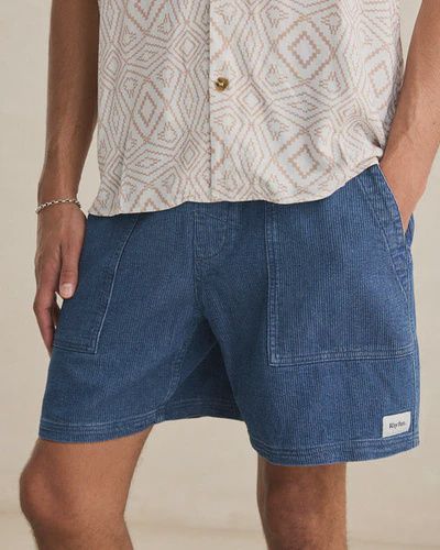 RHYTHM MENS TEXTURED WALE JAM SHORT - WASHED INDIGO