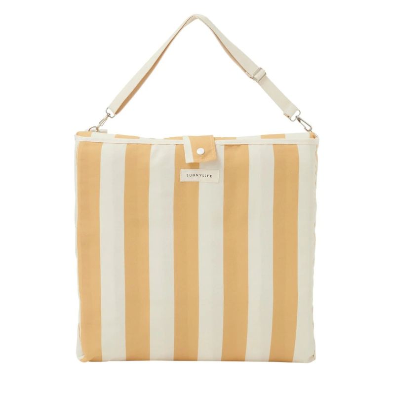 SUNNYLIFE RECLINING BEACH CHAIR- MANGO BAY GOLDEN MUSTARD STRIPE