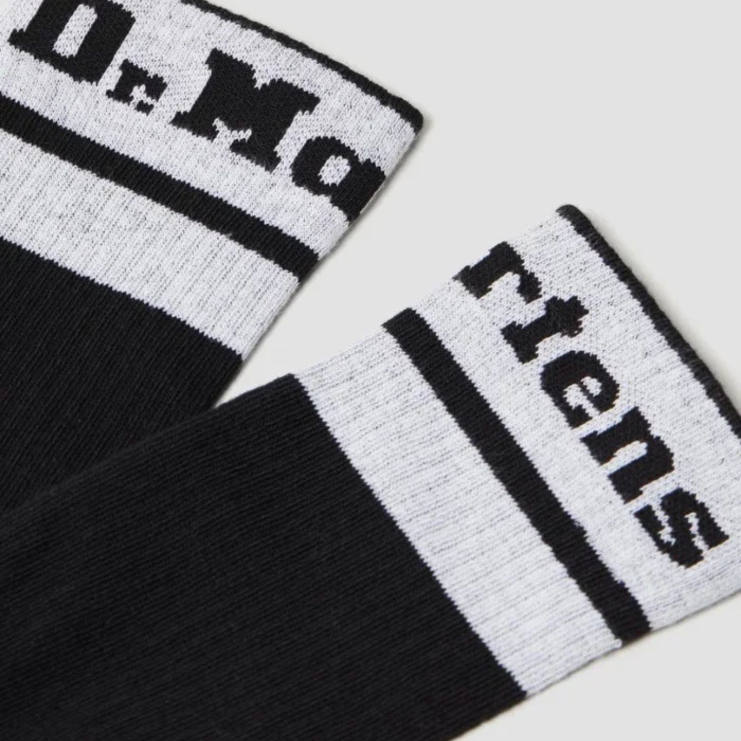 DR MARTEN ATHLETIC LOGO SOCK- BLACK &amp; WHITE COTTON BLEND