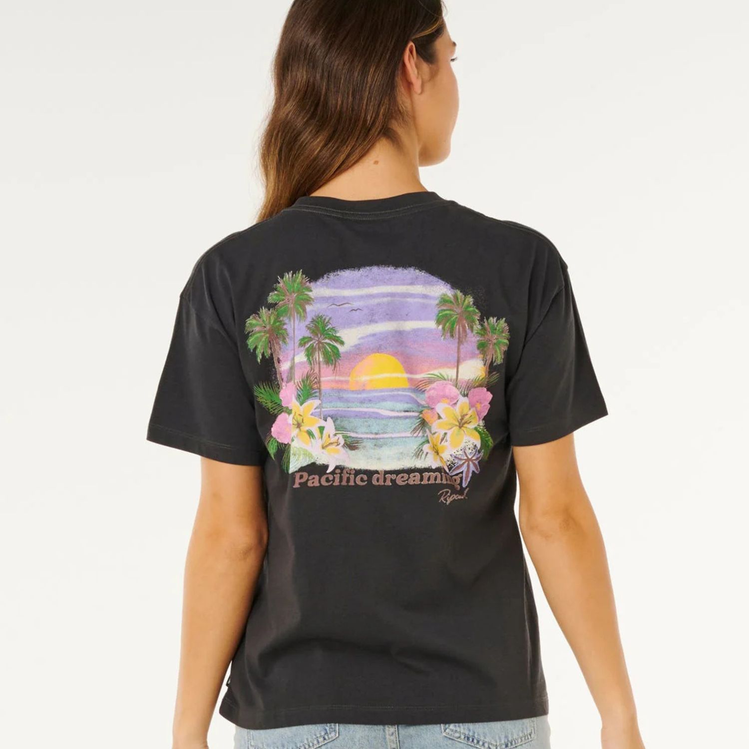 RIPCURL LADIES POOLSIDE RELAXED TEE- WASHED BLACK