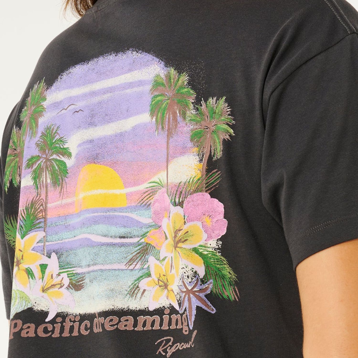 RIPCURL LADIES POOLSIDE RELAXED TEE- WASHED BLACK