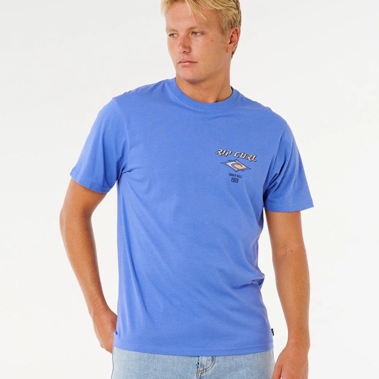 RIPCURL MENS FADE OUT ICON TEE- BLUE HAZE