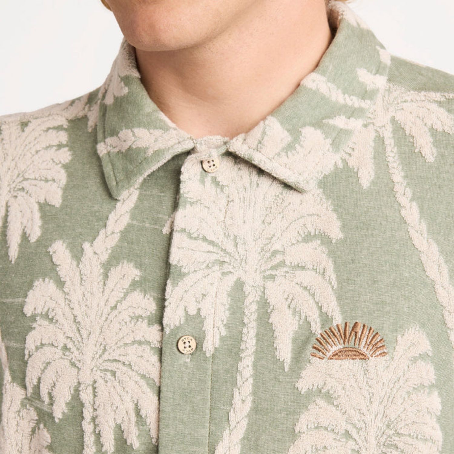 RVCA MENS PALM FALL SS TEE- JADE