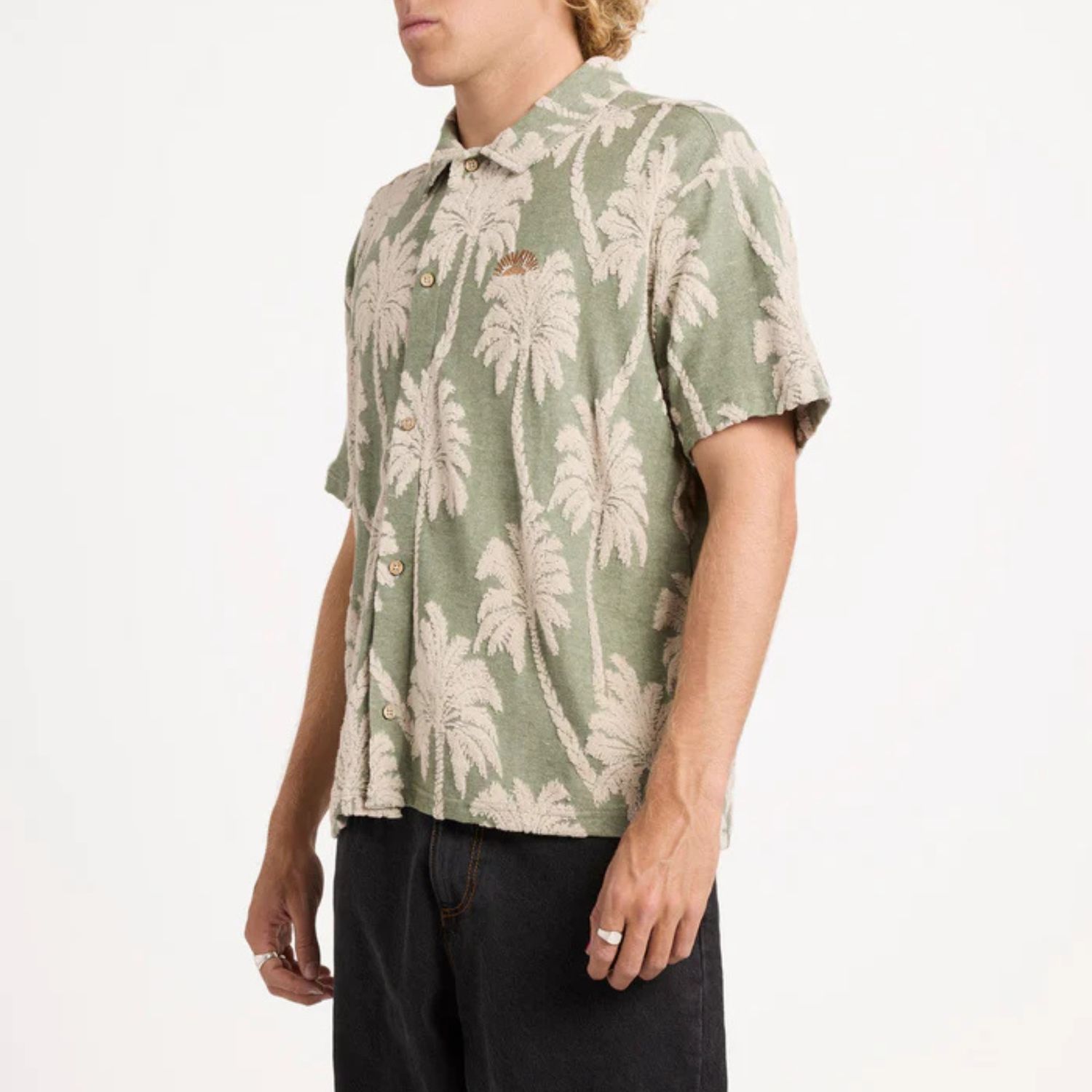 RVCA MENS PALM FALL SS TEE- JADE