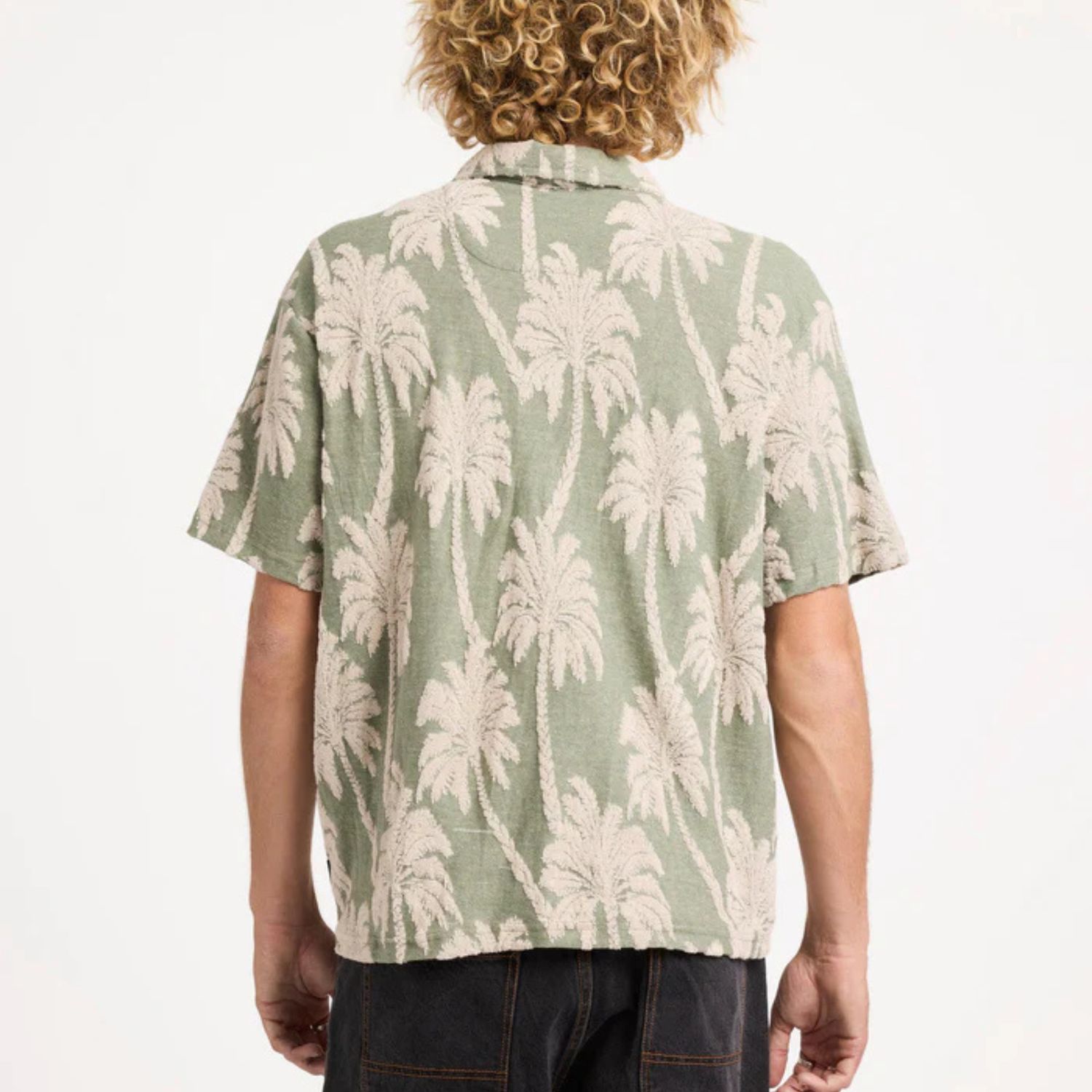RVCA MENS PALM FALL SS TEE- JADE