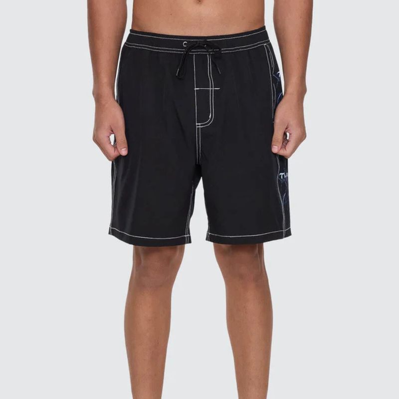 THRILLS MENS RUN FOR THE HILLS ELASTIC WAIST BOARDSHORT - BLACK