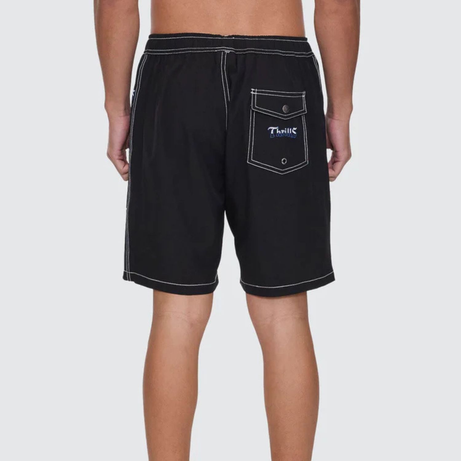 THRILLS MENS RUN FOR THE HILLS ELASTIC WAIST BOARDSHORT - BLACK