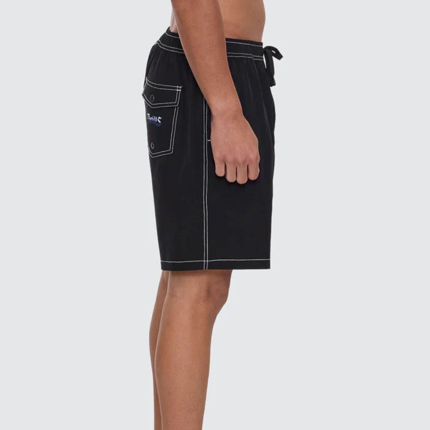 THRILLS MENS RUN FOR THE HILLS ELASTIC WAIST BOARDSHORT - BLACK