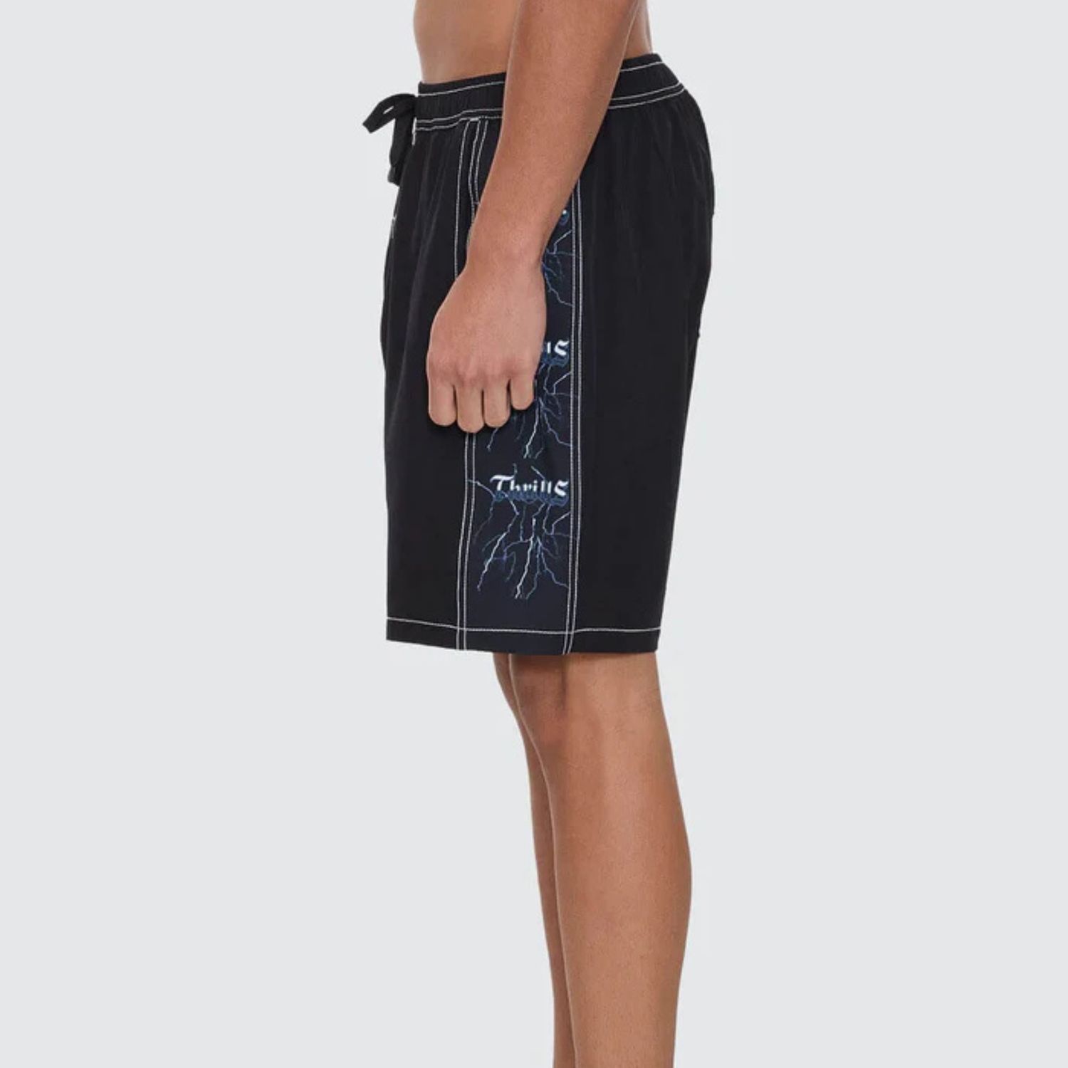 THRILLS MENS RUN FOR THE HILLS ELASTIC WAIST BOARDSHORT - BLACK