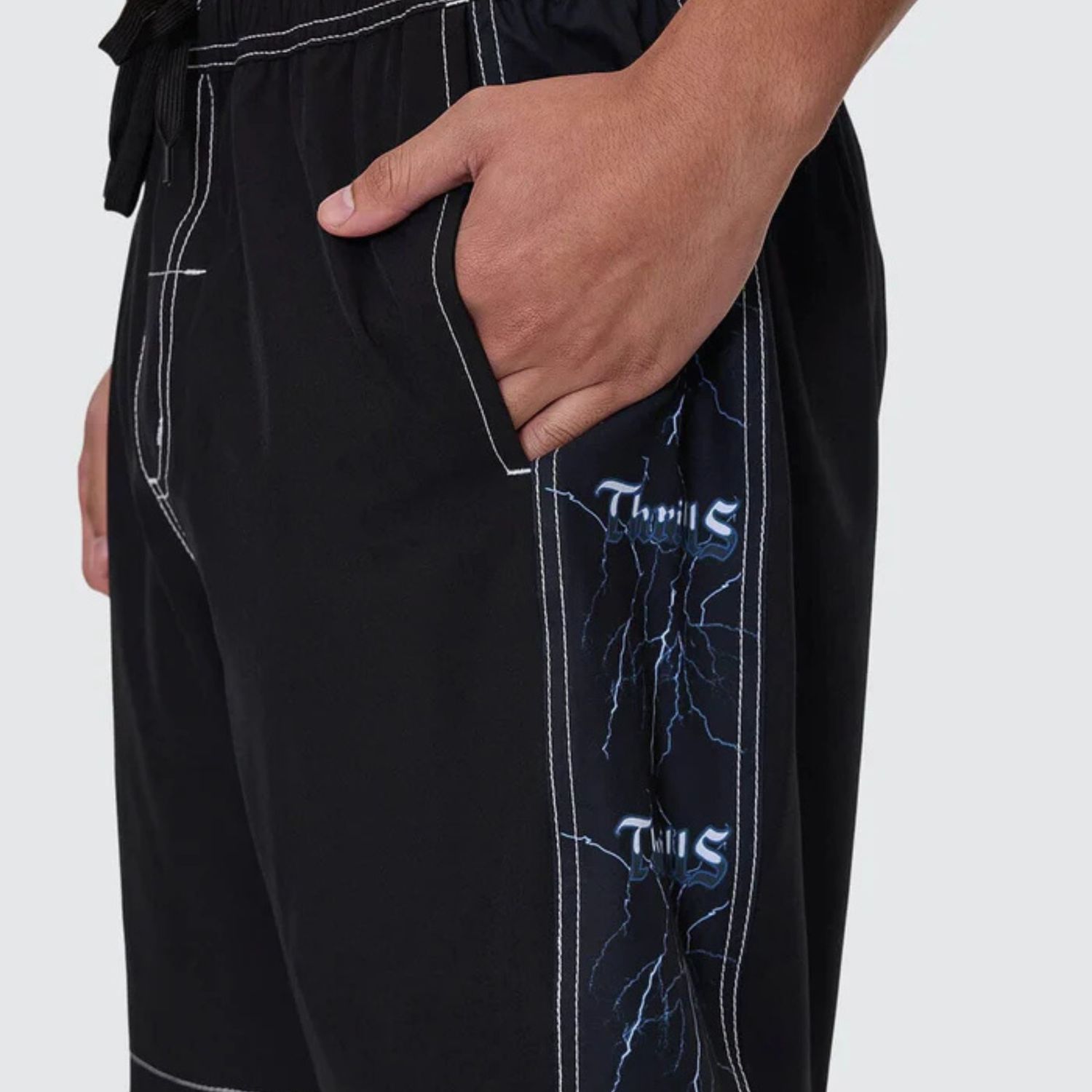 THRILLS MENS RUN FOR THE HILLS ELASTIC WAIST BOARDSHORT - BLACK