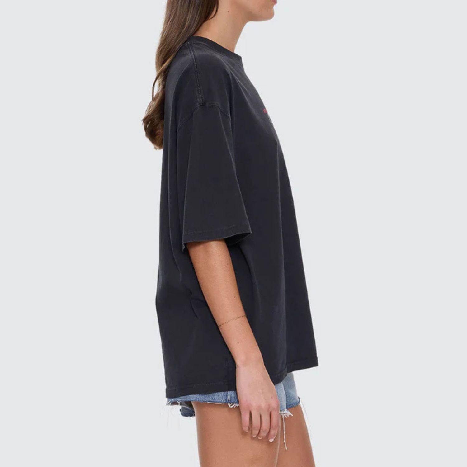 THRILLS WOMENS  CHAOS REIGNS OVERSIZED TEE - WASHED BLACK