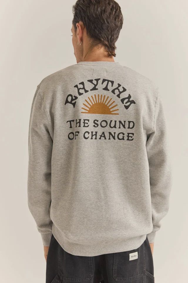 RHYTHM MENS AWAKE FLEECE CREW- GREY HEATHER
