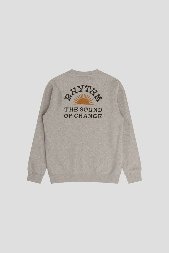 RHYTHM MENS AWAKE FLEECE CREW- GREY HEATHER