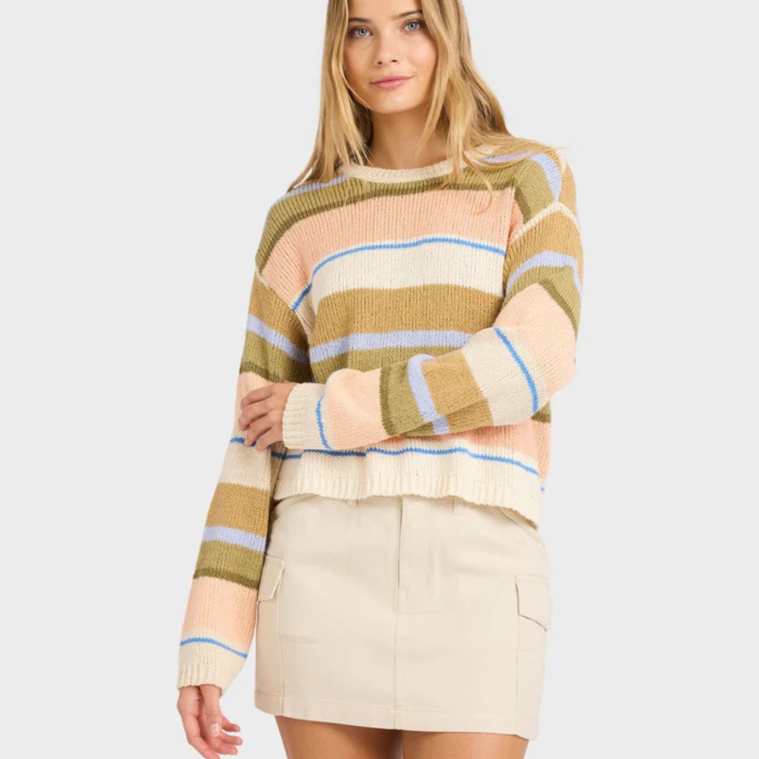 BILLABONG WOMENS BRIGHT SOL KNIT SWEATER - LIGHT PEACH