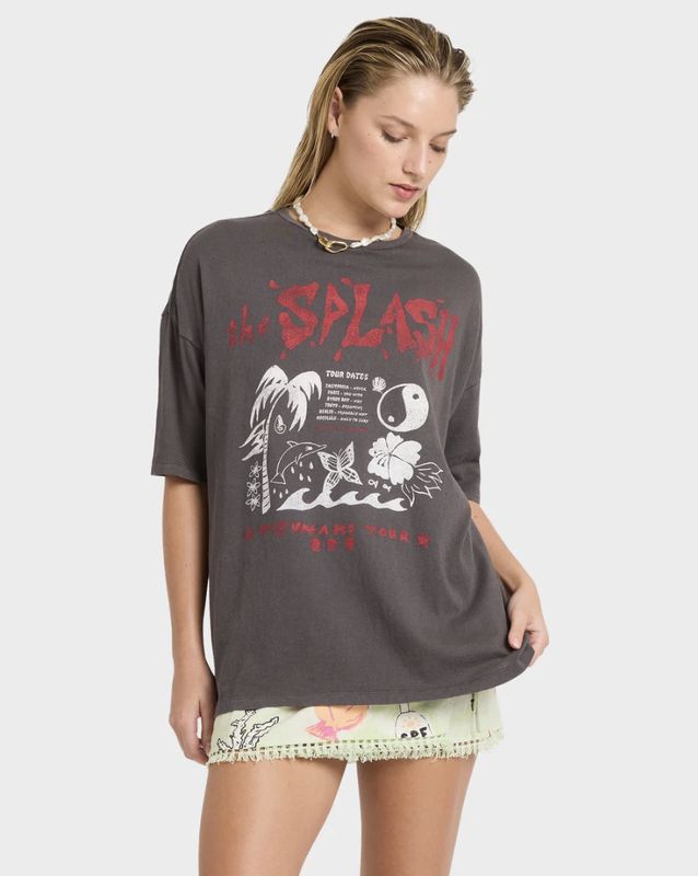 BILLABONG WOMENS LOTTIE HALL S/S TEE - OFF BLACK