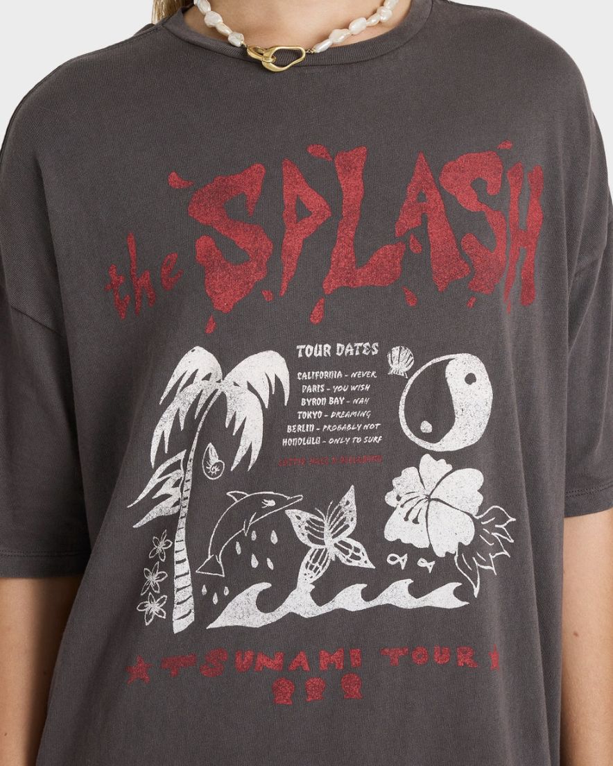 BILLABONG WOMENS LOTTIE HALL S/S TEE - OFF BLACK