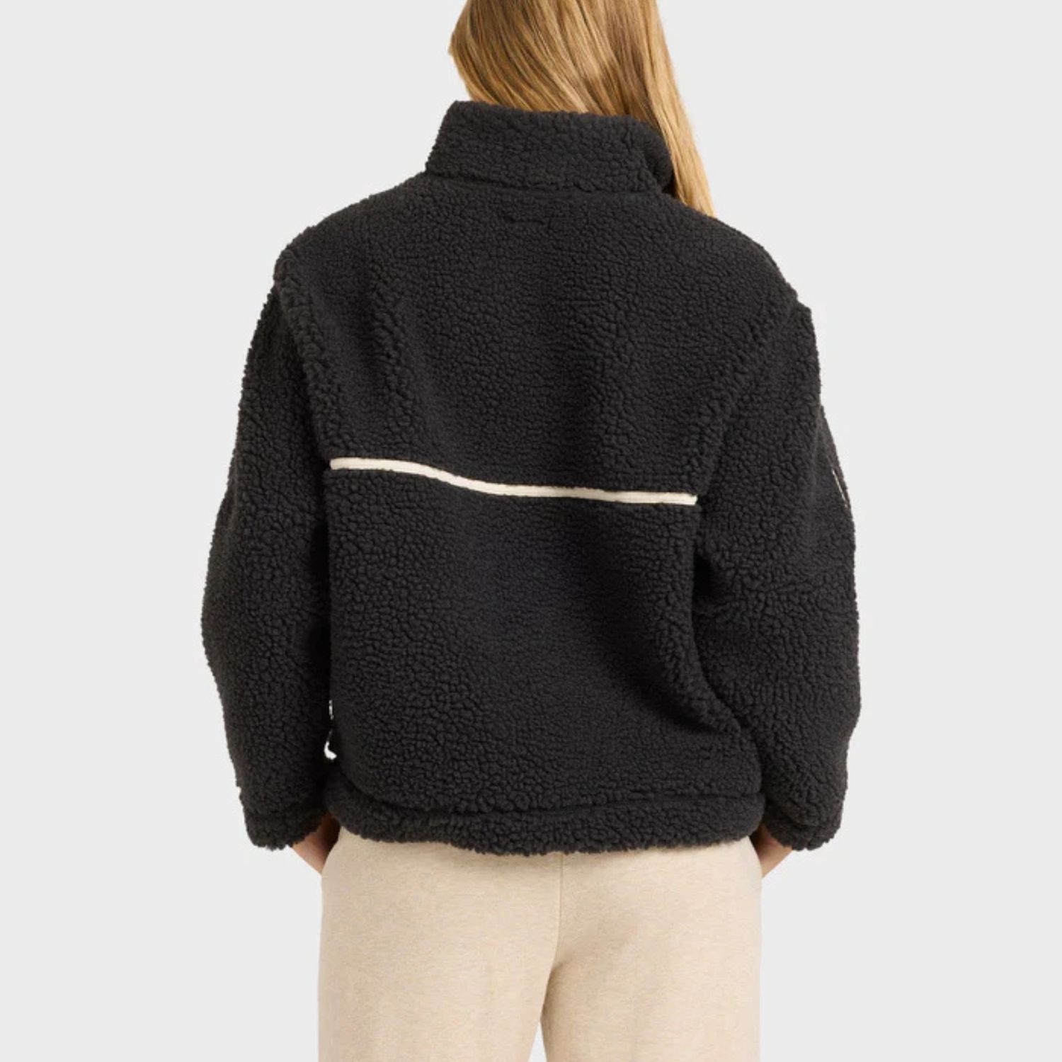 BILLABONG WOMENS GETTING WARM SHERPA HALF ZIP - BLACK SANDS