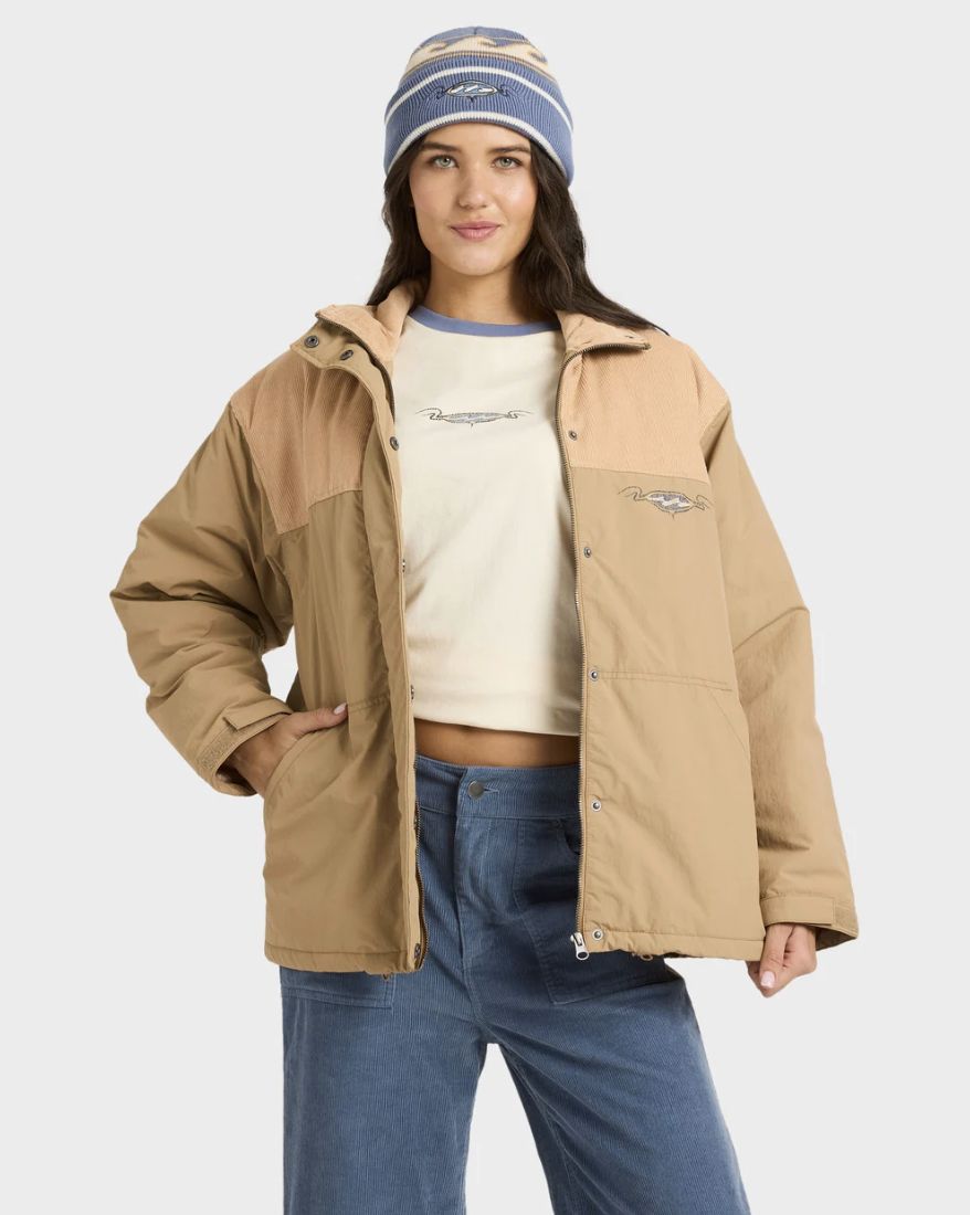 BILLABONG WOMENS THE ORIGINAL VIBES 2 JACKET - CEMENT