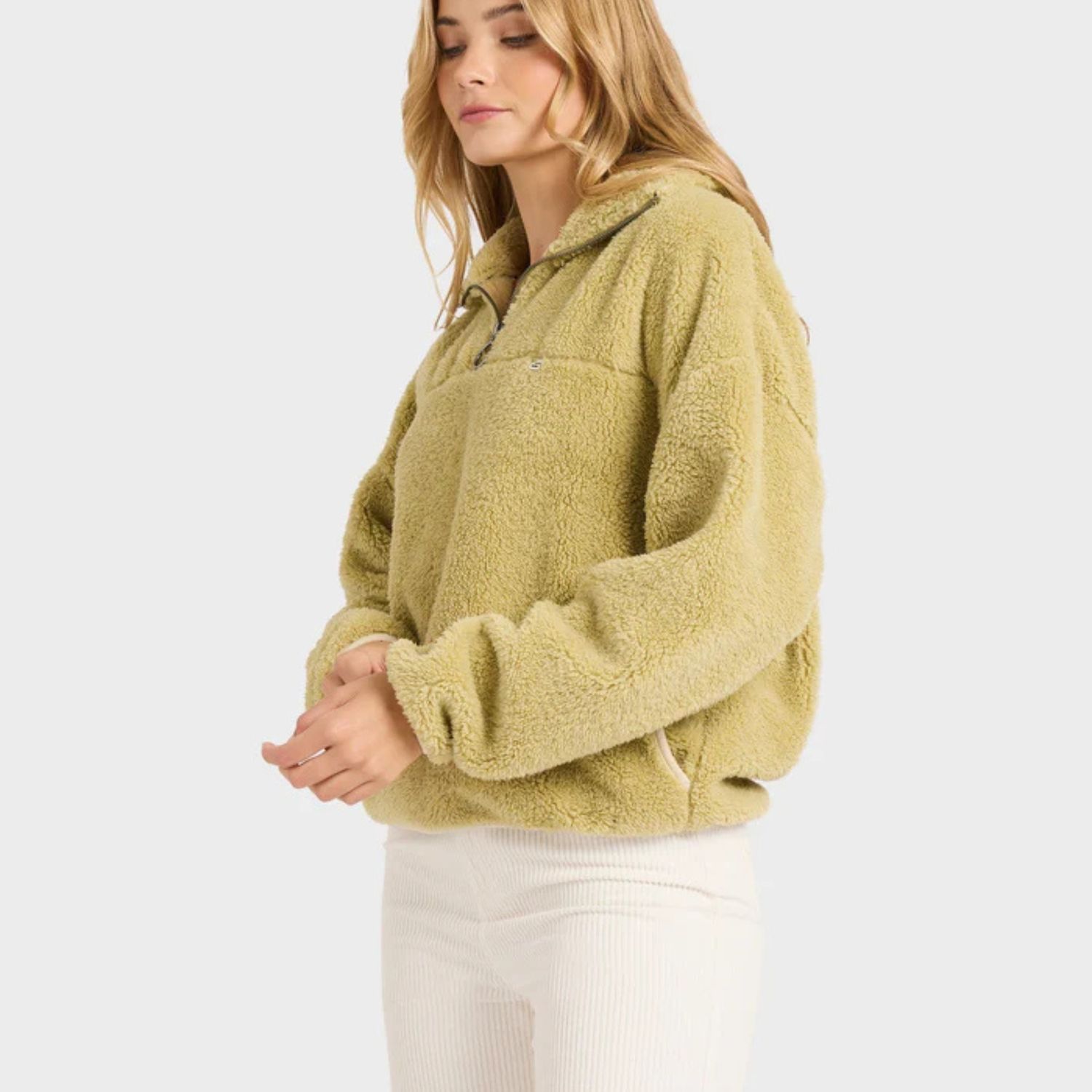 BILLABONG WOMENS GROOVIN HALF ZIP CREW - COYOTE