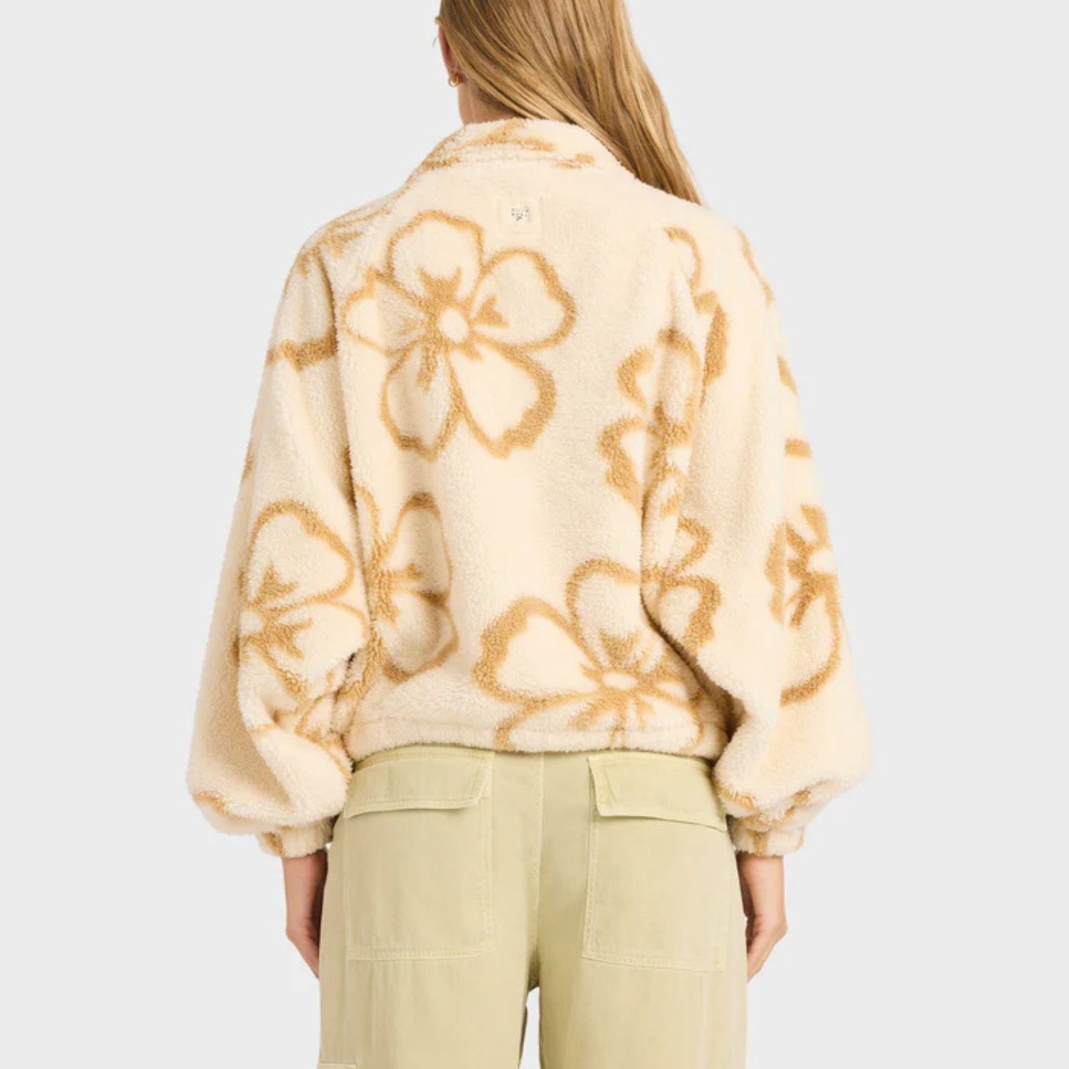 BILLABONG WOMENS LAST TIME HALF ZIP POLAR FLEECE CREW - WHITE CAP