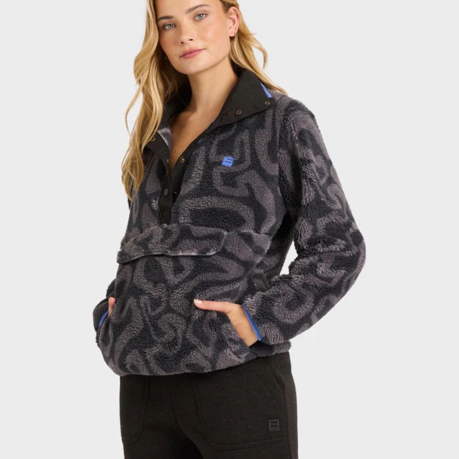 BILLABONG WOMENS SWITCHBACK PULLOVER POLAR FLEECE - BLACK SANDS