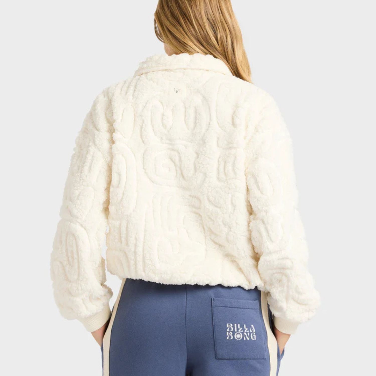 BILLABONG WOMENS LE LOVE HALF ZIP CREW POLARFLEECE - SALT CRYSTAL