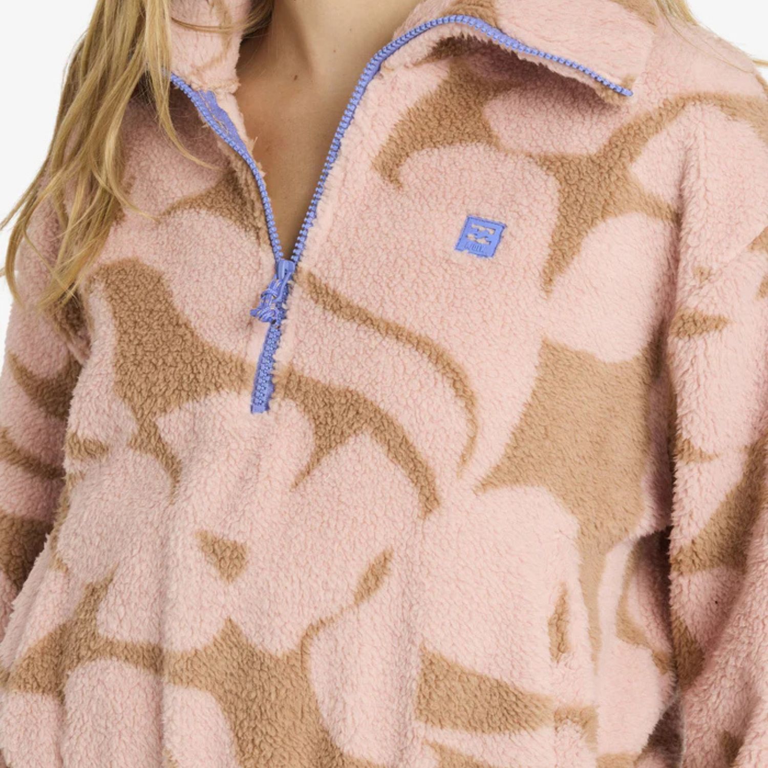 BILLABONG WOMENS BARRA HALF ZIP POLAR FLEECE - ROSE BROWN