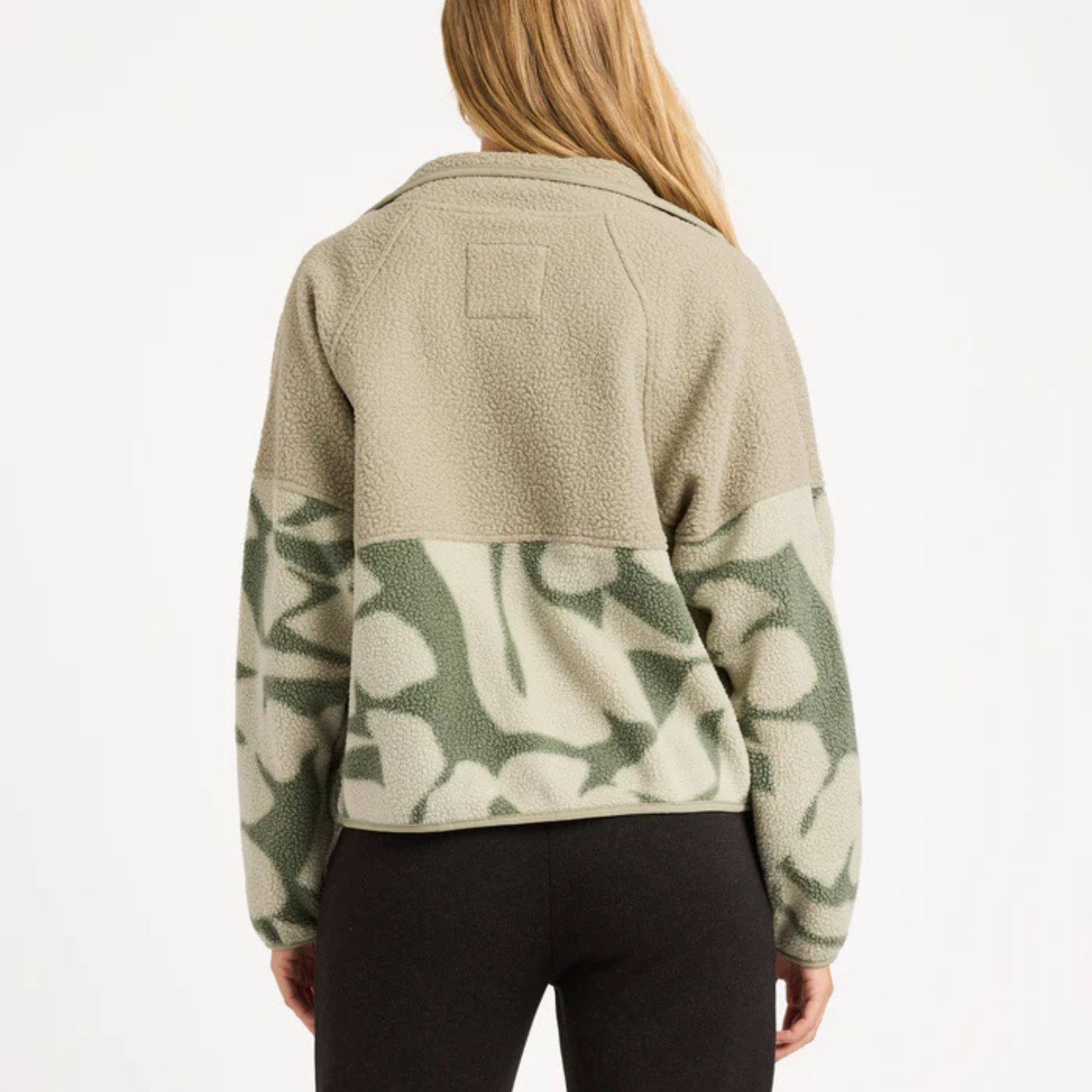 BILLABONG WOMENS POPOYO SNAP UP FLEECE JACKET - SEAGRASS