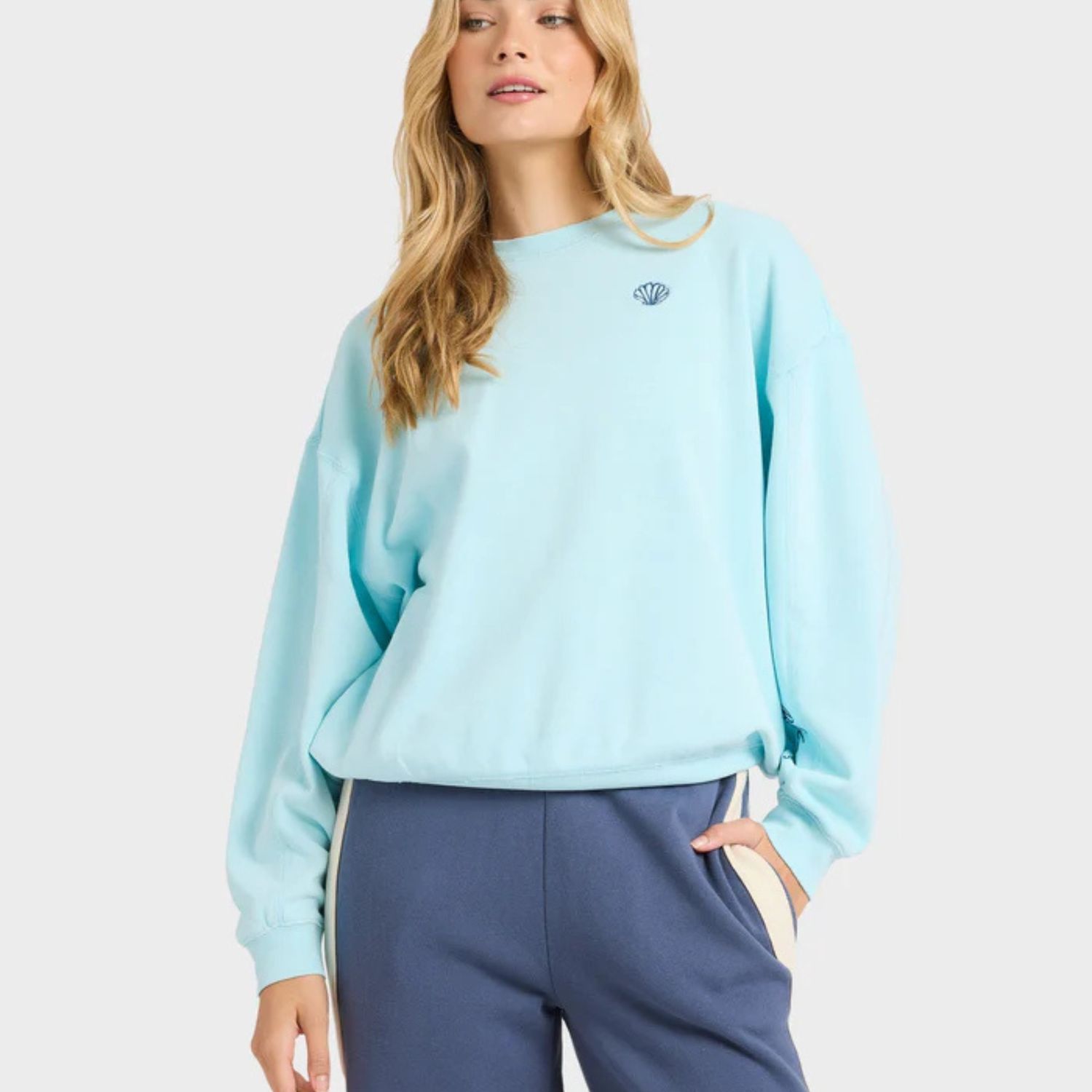 BILLABONG WOMENS SANIBEL KENDAL CREW FLEECE - POOL BLUE