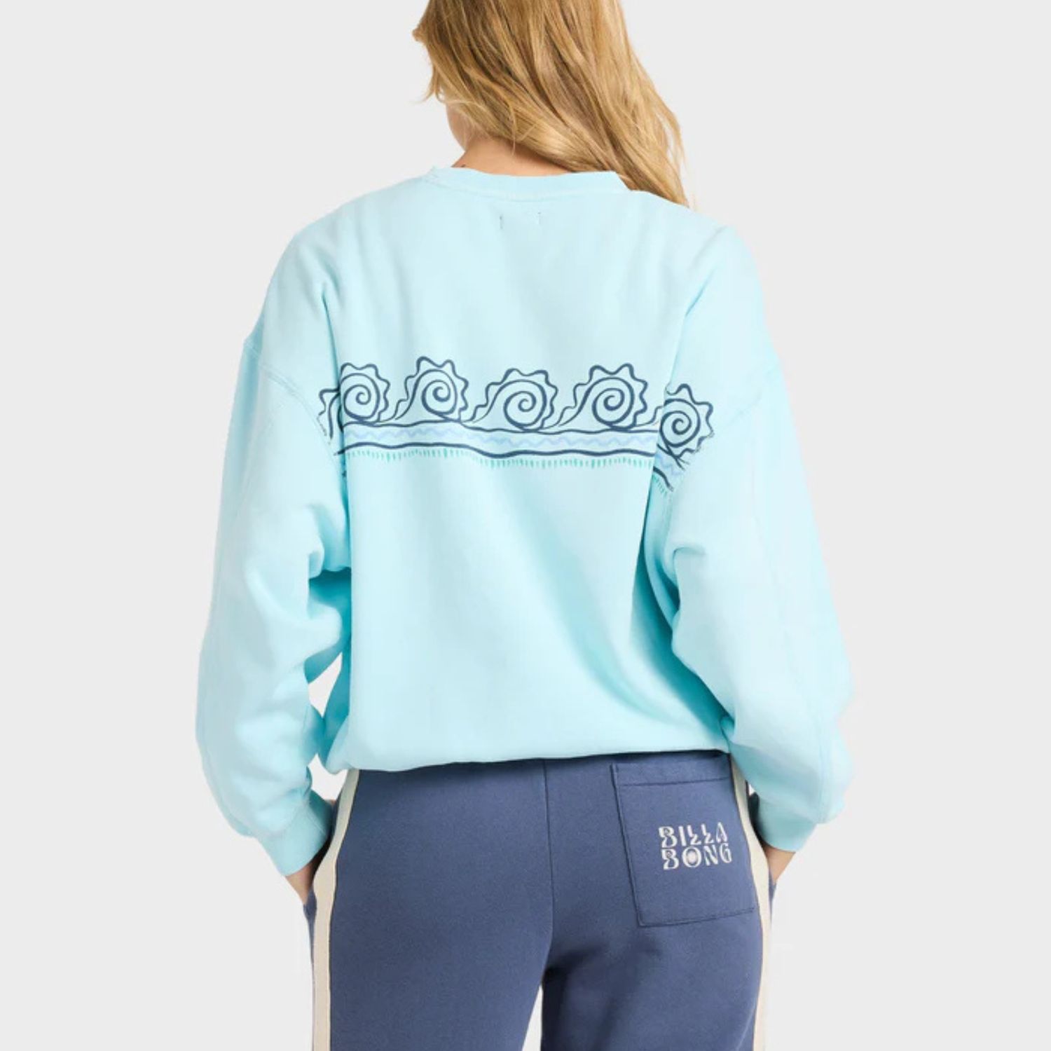 BILLABONG WOMENS SANIBEL KENDAL CREW FLEECE - POOL BLUE