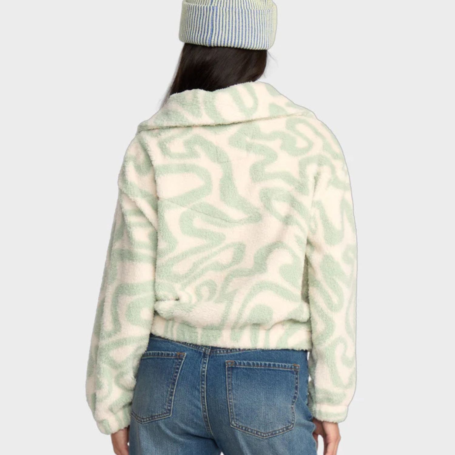 BILLABONG WOMENS BARRA HALF ZIP POLAR FLEECE - GREEN HAZE