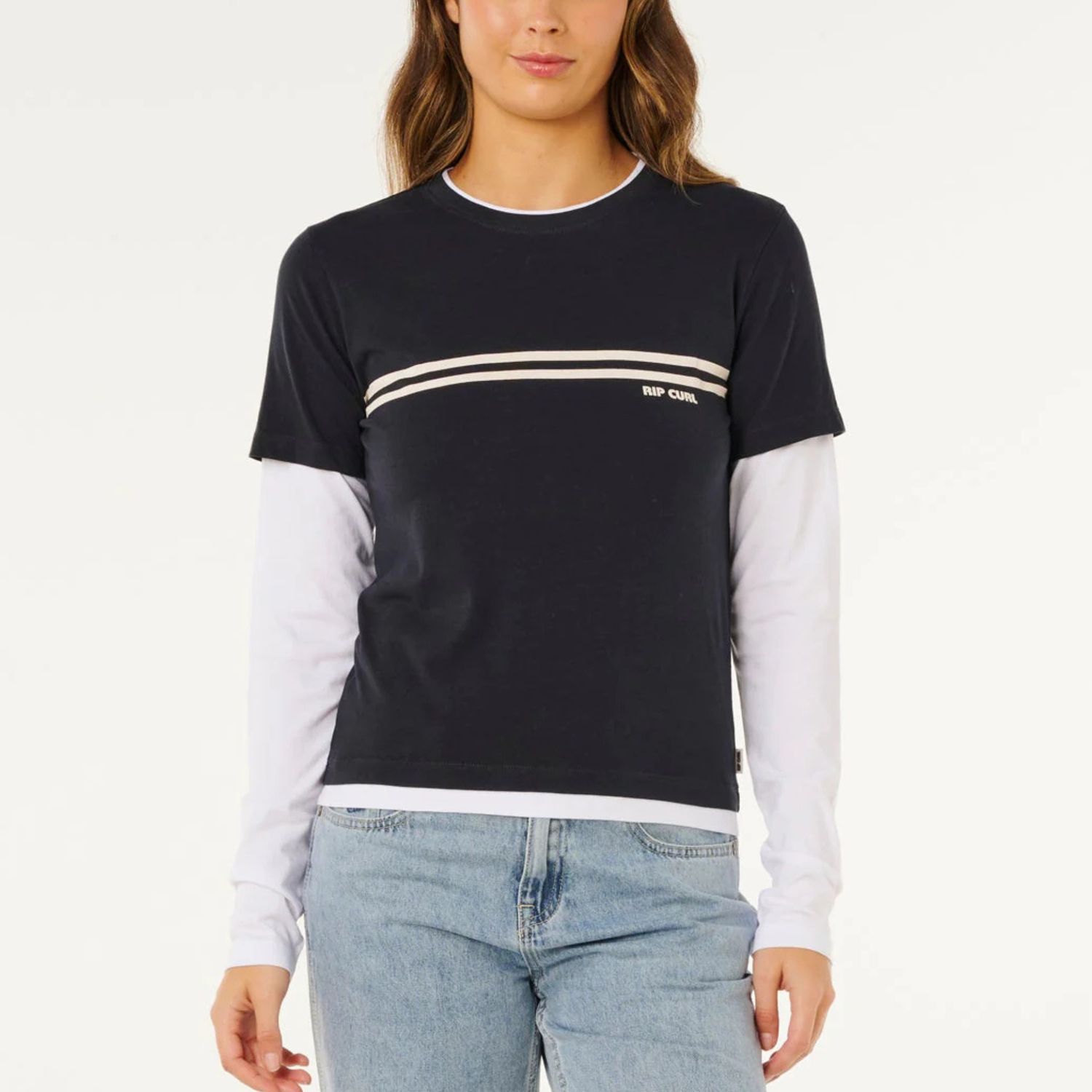 RIPCURL WOMENS SURF REVIVAL LAYERED LS TEE - DARK NAVY