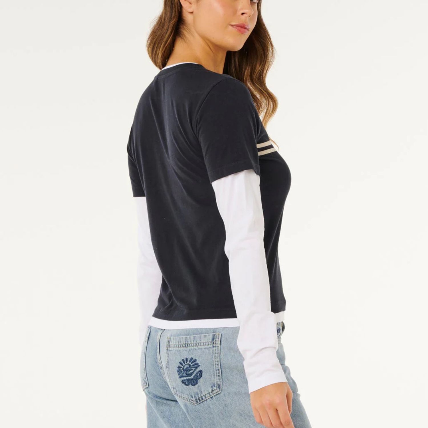 RIPCURL WOMENS SURF REVIVAL LAYERED LS TEE - DARK NAVY