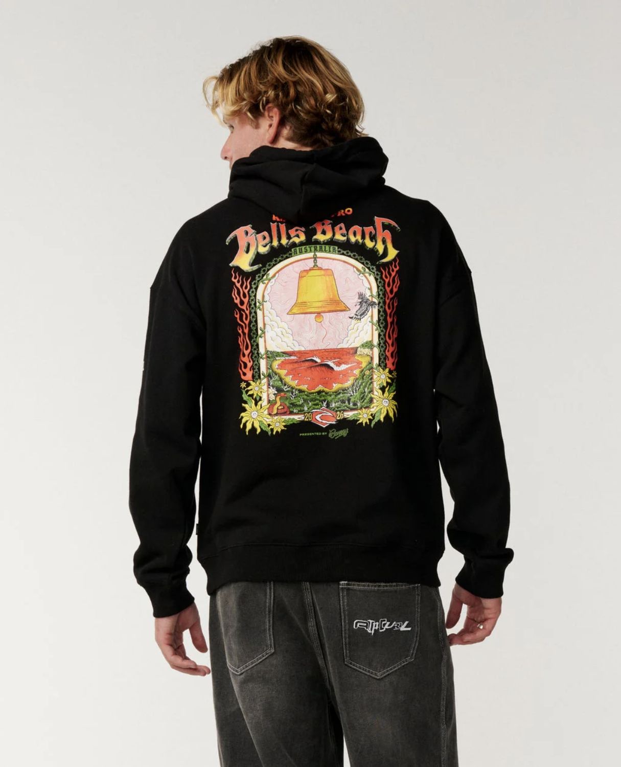 RIPCURL MENS BELLS PRO 26 HOOD - BLACK