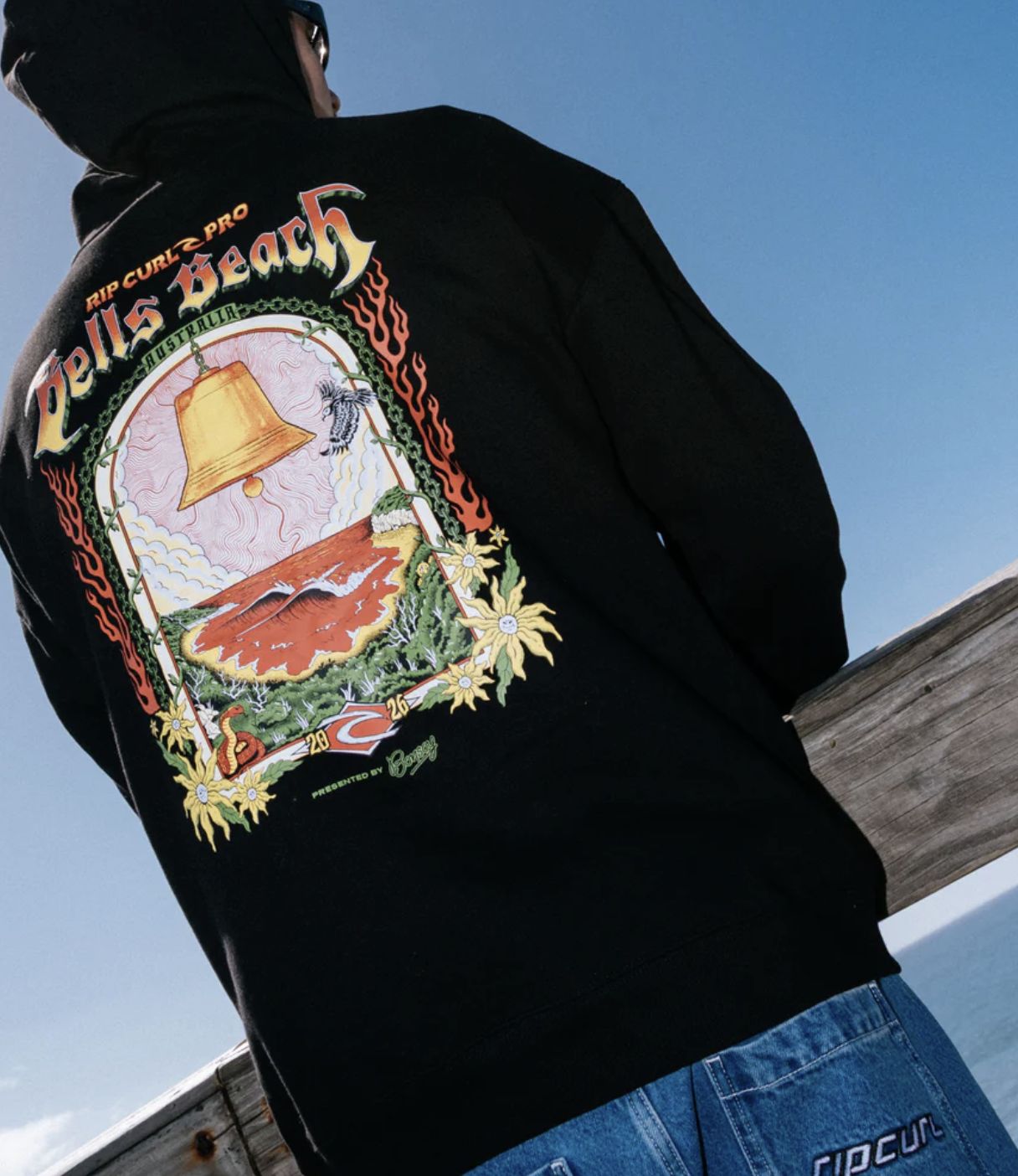 RIPCURL MENS BELLS PRO 26 HOOD - BLACK