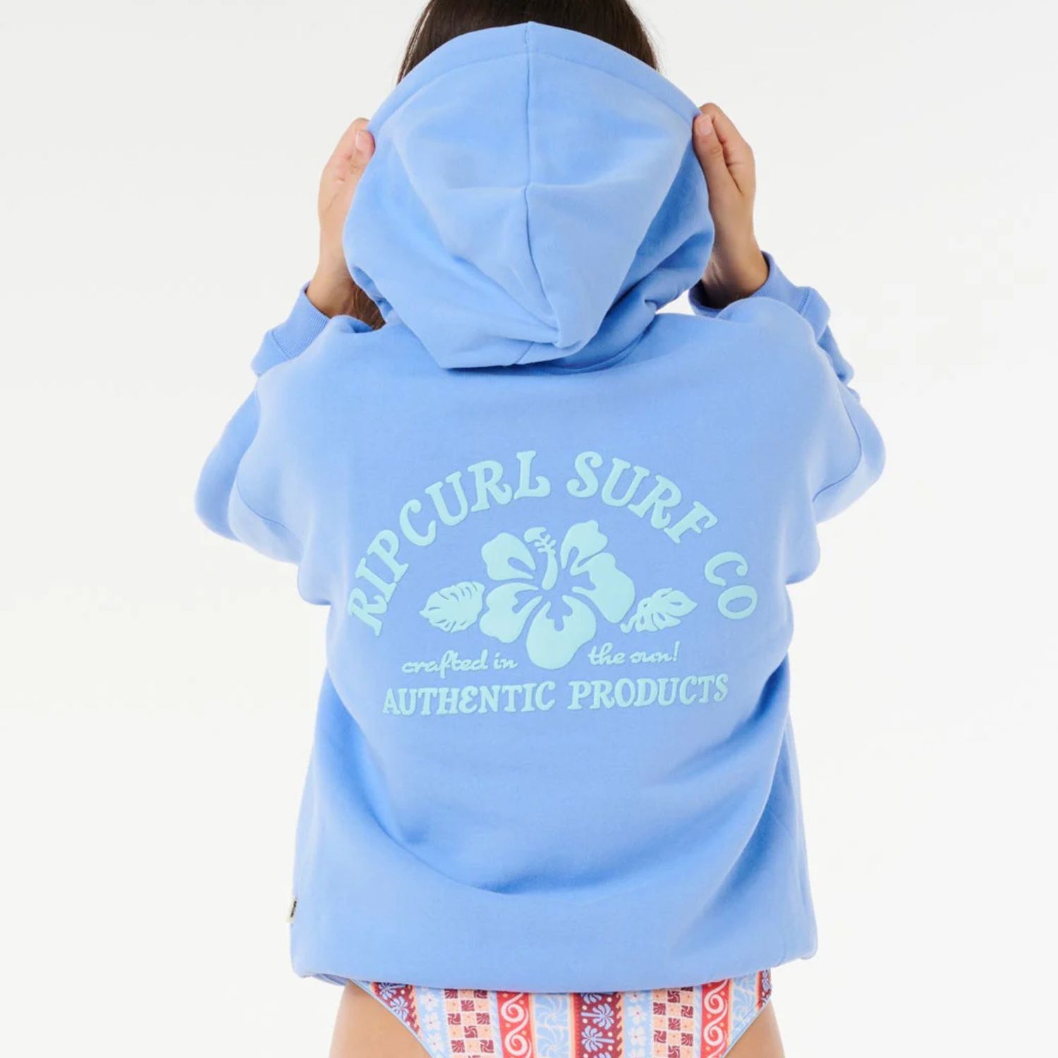 RIPCURL WOMENS SURF PUFF HERITAGE HOOD P/P - CORNFLOWER BLUE
