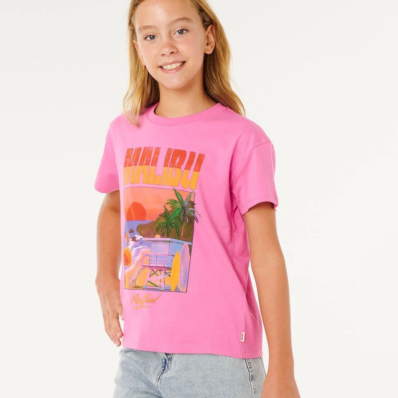RIPCURL TEEN GIRLS HAYLEY O RELAXED S/S TEE - SUPER PINK