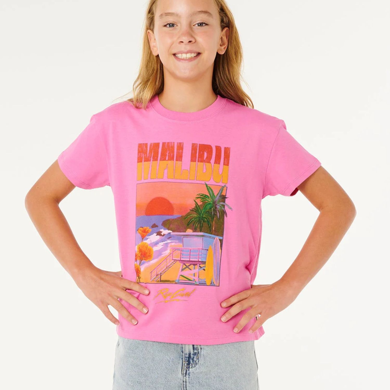 RIPCURL TEEN GIRLS HAYLEY O RELAXED S/S TEE - SUPER PINK