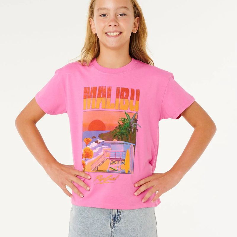 RIPCURL TEEN GIRLS HAYLEY O RELAXED S/S TEE - SUPER PINK