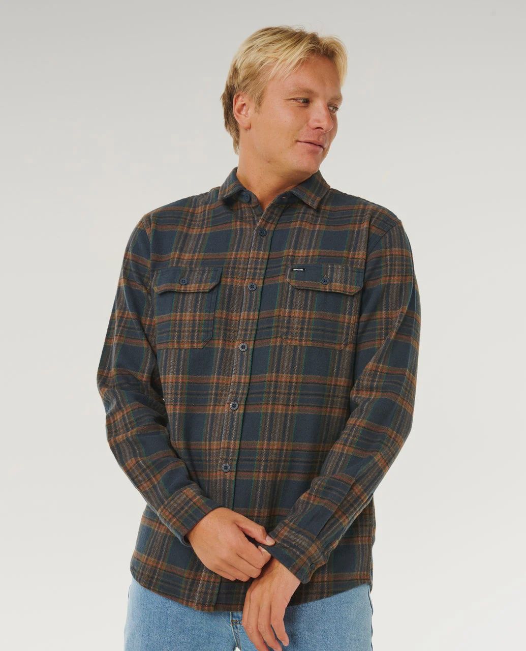 RIPCURL MENS GRIFFIN FLANNEL L/S SHIRT - DARK BLUE
